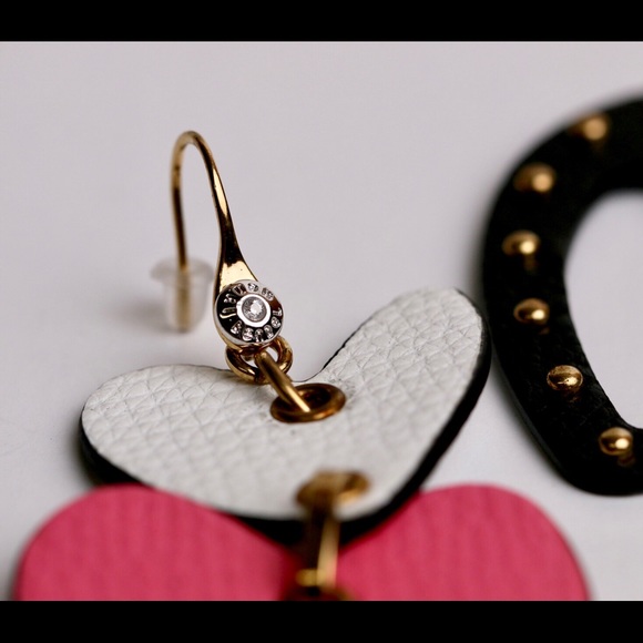 Henri Bendel Leather Heart Earrings - Picture 2 of 8